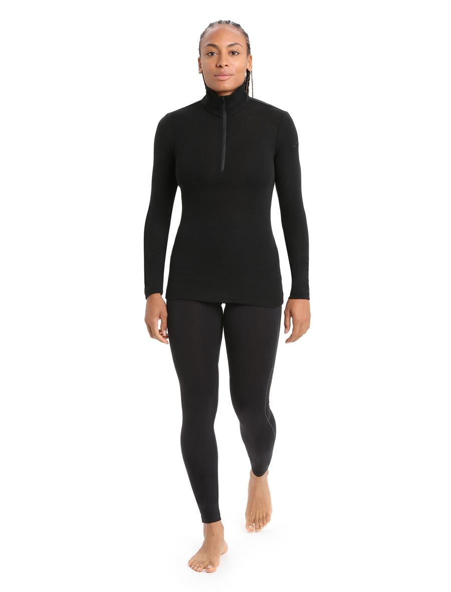 Black Icebreaker Merino 175 Everyday Long Sleeve Half Zip Thermal Top Women's Base Layers | AU 1863FDNM